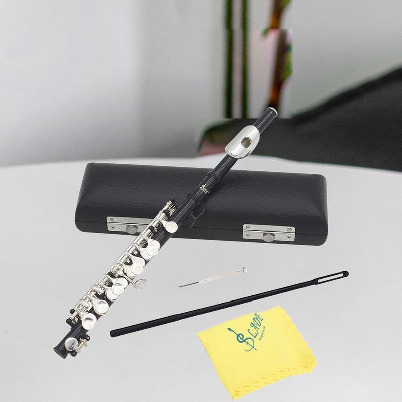 Luwecf C Key Piccolo Lightweight Easy to Play Woodwind Instrument 16 Hole Flute for Stage Performance Practice Classroom Beginner, Black - Image 2